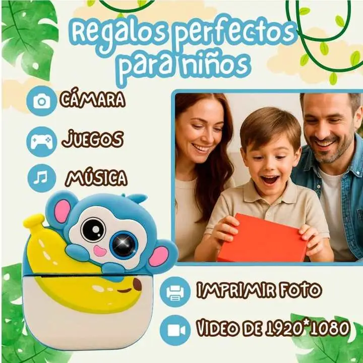 Mini camara impresora + fibrones y funda