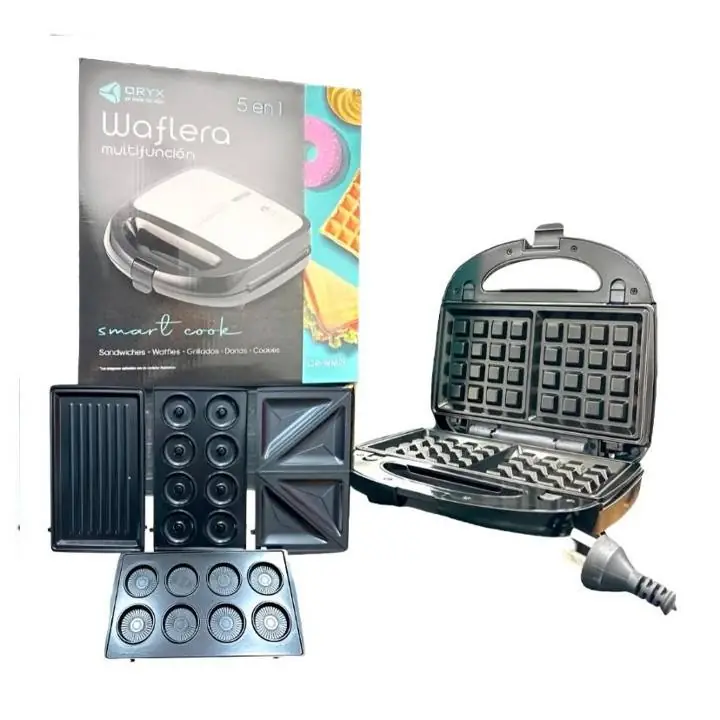 Maquina 5 en 1 dona/wafle/sandwich/cookie/grill