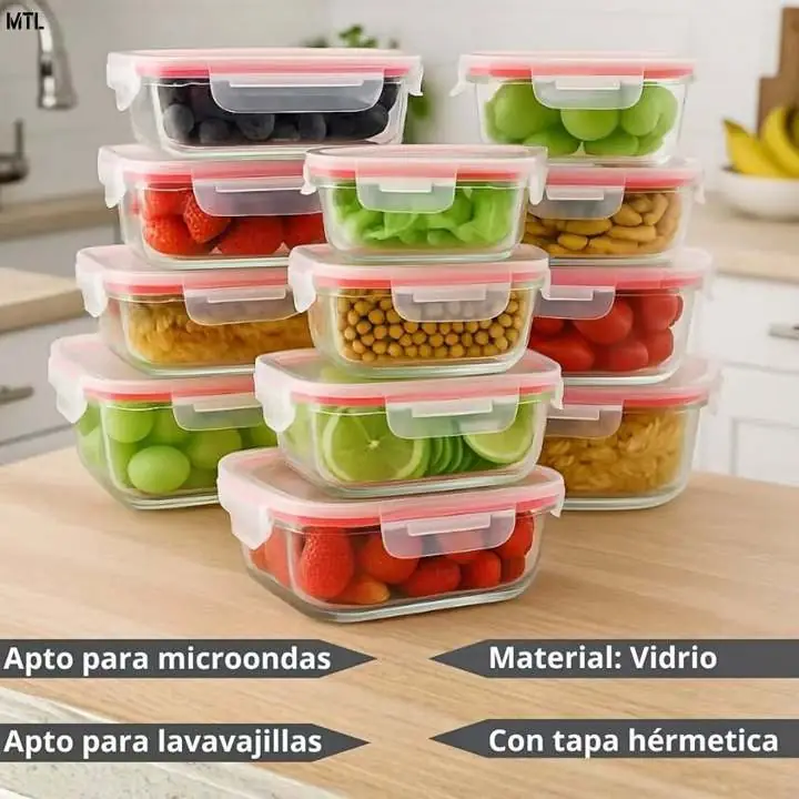 Set X12 tupper hermeticos azul o rojo(nuevos en caja)