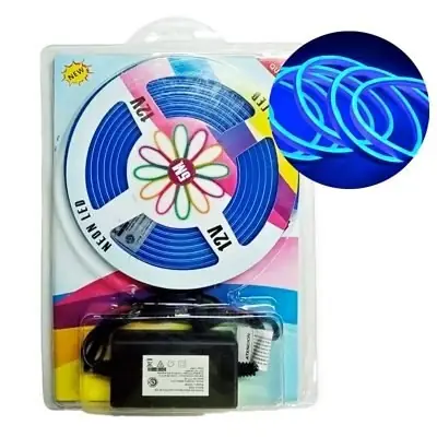 Tira neon 5M 12V con fuente (nuevos en caja) (rosa, rojo, verde, naranja, amarillo, violeta)