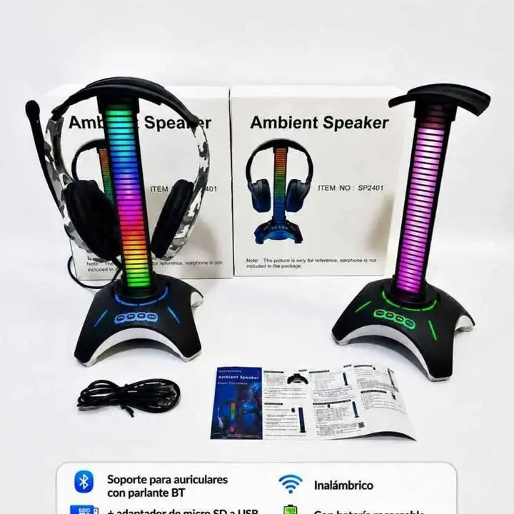 Soporte gamer auricular C/parlante + RGB (nuevos en caja)
