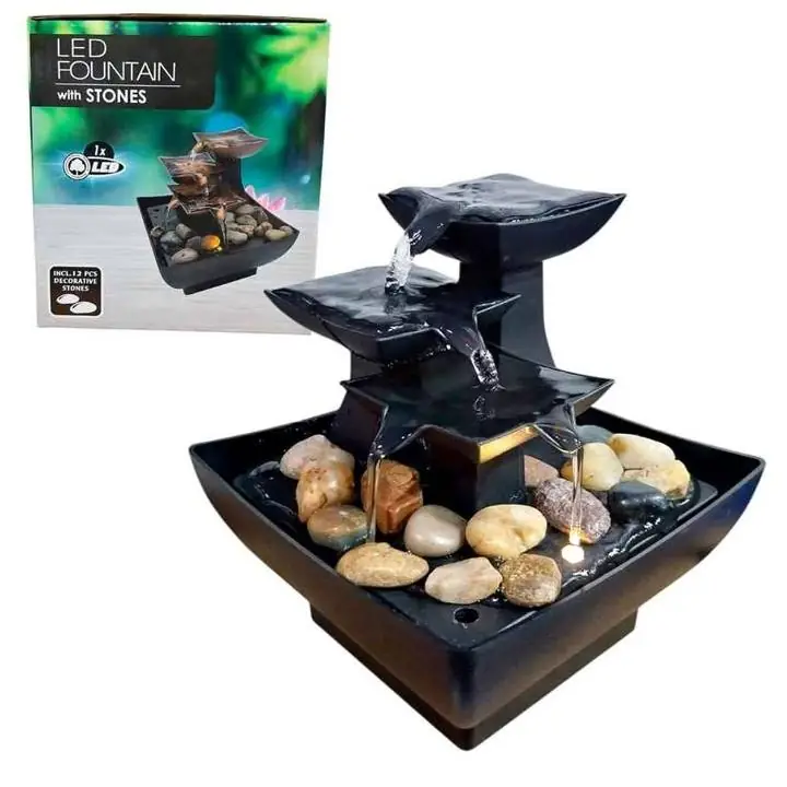 Fuente LED decorativa con piedras/agua (nuevos en caja)