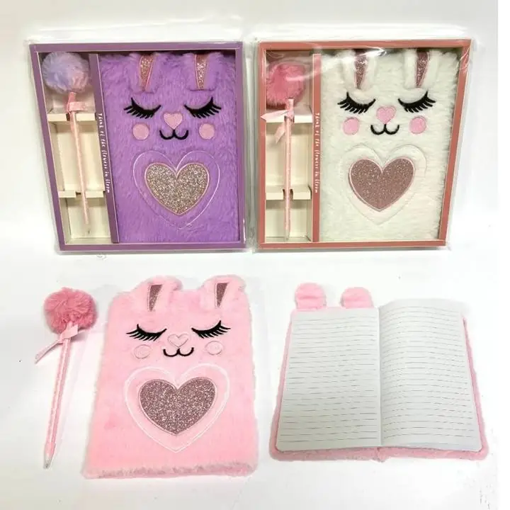 Cuaderno conejo A5 80 pag peluche + lap