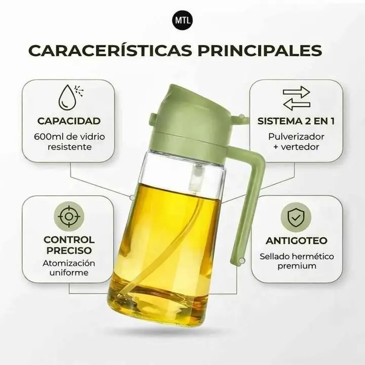 Pulverizador rociador aceitero 600ML vidrio