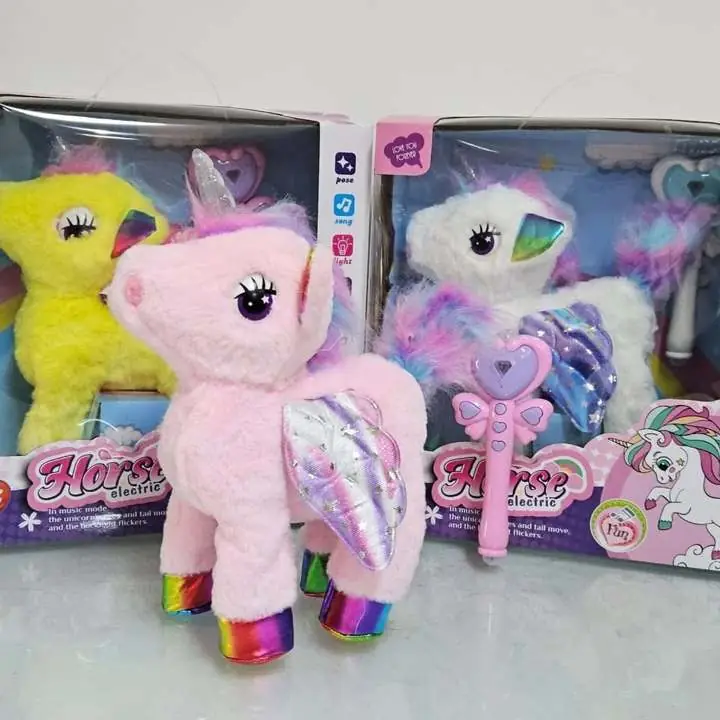 Unicornio magico C/ baston inteligente (control remoto, camina adelante y atras,luces y musica)