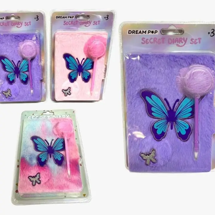 Diario intimo mariposa A5 80 pag peluche + lap