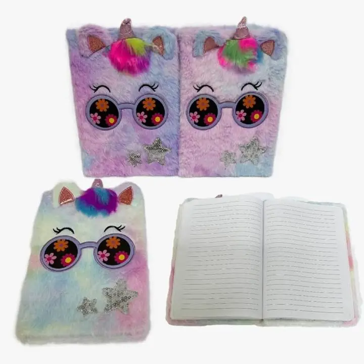 Cuaderno unicornio A5 80 pag peluche