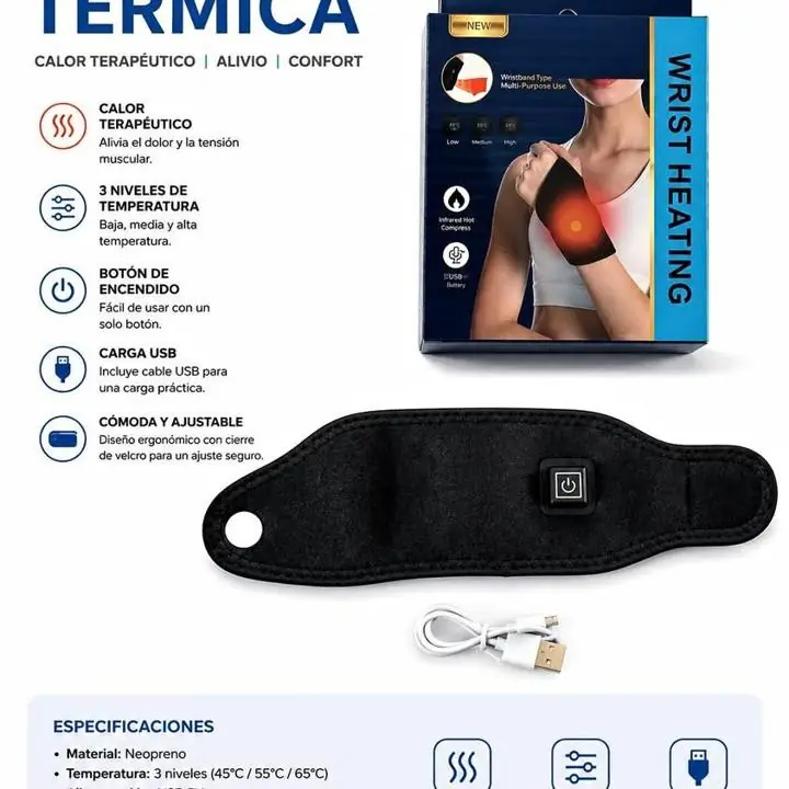 Muñequera con temperatura recargable