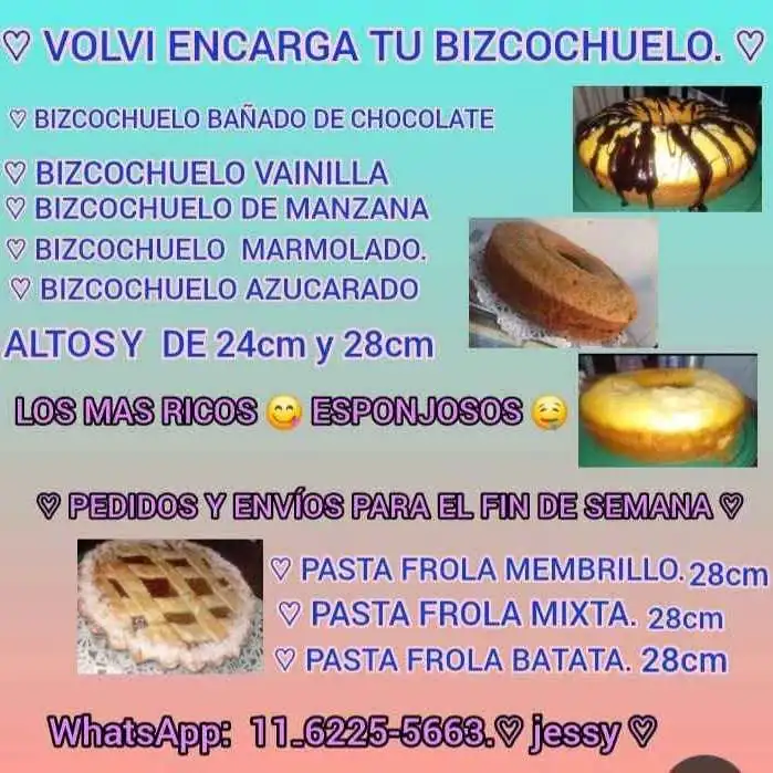 Venta bizcochuelo y frola