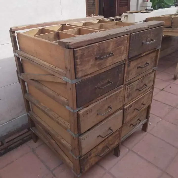 Cajonera cómoda antigua de 10 cajónes 60x40x15
