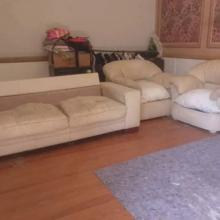 Juego de living sillón de cuero vacuno