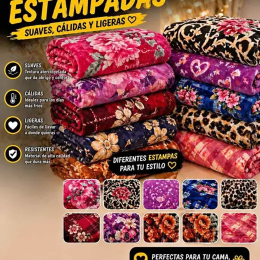Manta Estampada Súper Suave Calentita, liviana y muy cómoda