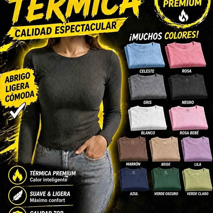 Camiseta Térmica de Mujer Súper suave, cómoda y abrigada