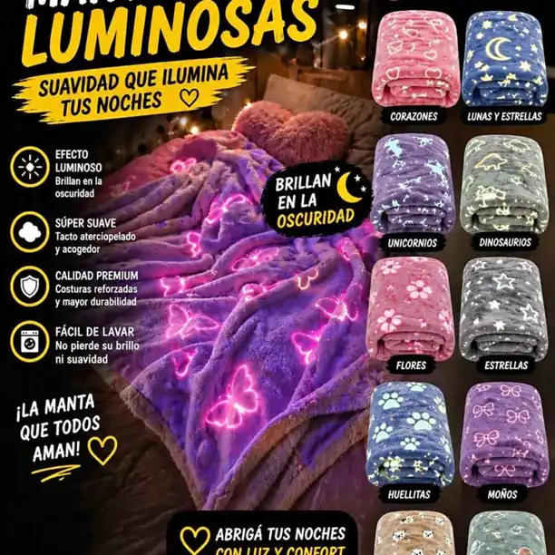 Manta Luminosa que Brilla en la Oscuridad