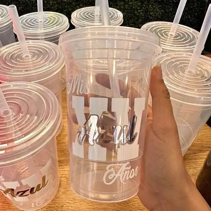Vasos para XV con vinilo
