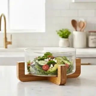 Ensaladera con base de bambu