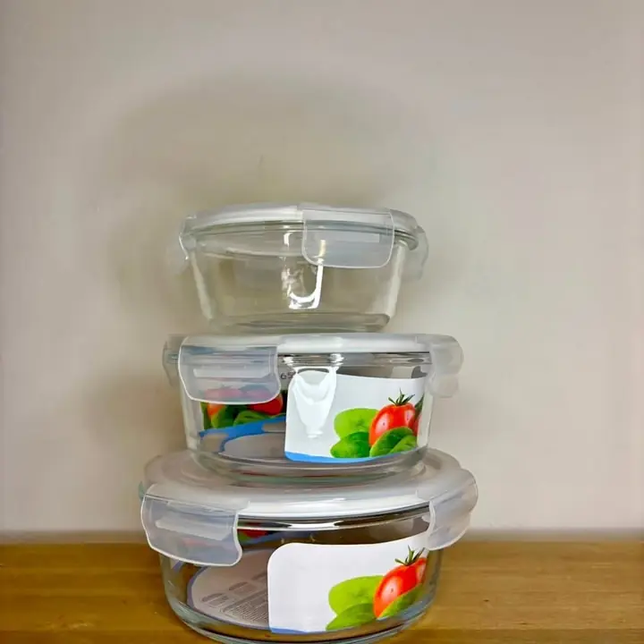 Set de hermeticos de vidrio con tapa de plastico resistente