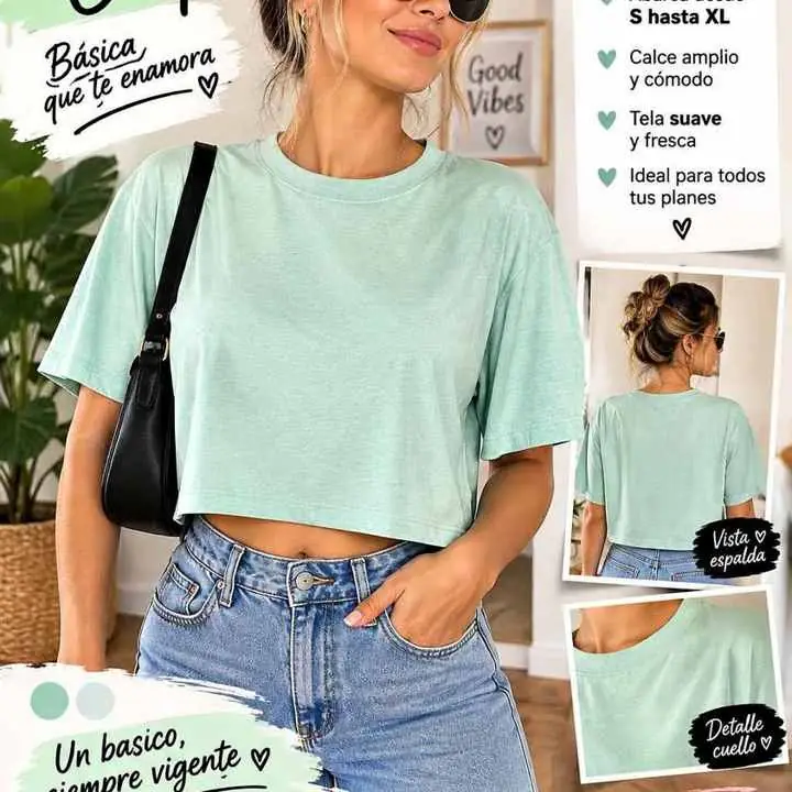 Remera crop único color disponible Talla: ÚNICO