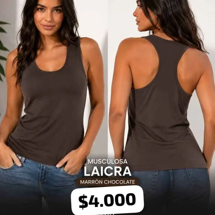 Musculosa algodón laicra maron chocolate talla:s. M .L. XL