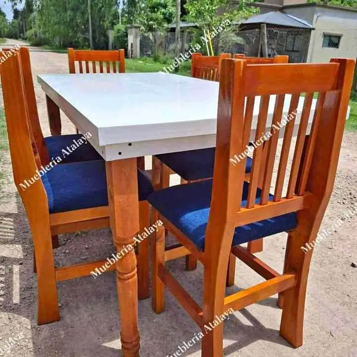 Juego de comedor 6 sillas Tapizadas y reforzadas Mesa 1 60 x 0 80 con patas torneadas o simple Env