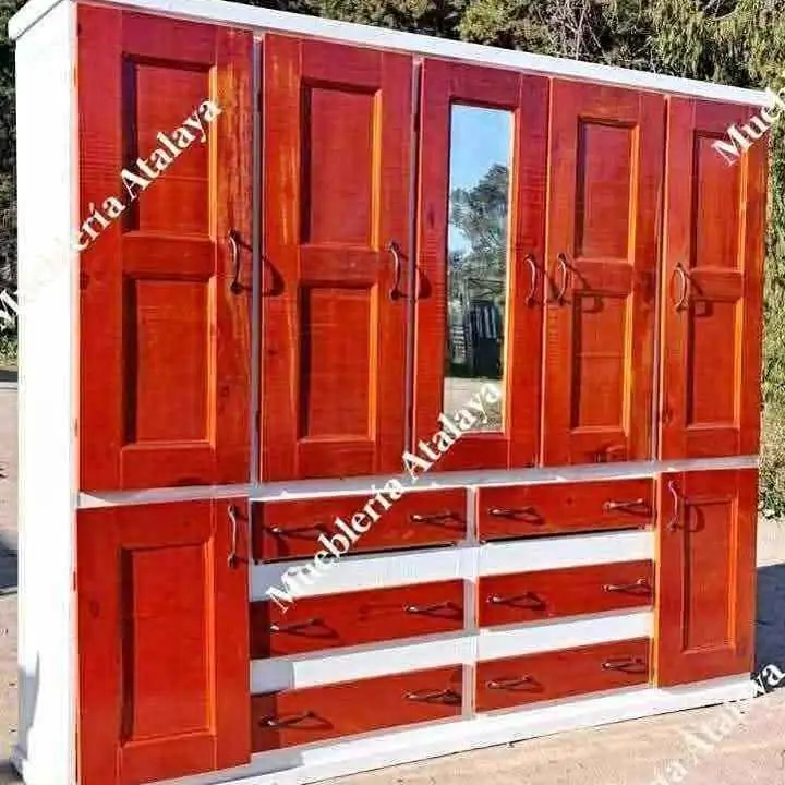 Ropero pino de 2 metros gigante y espacioso, ideal para tu habitación Terminación en sintético p