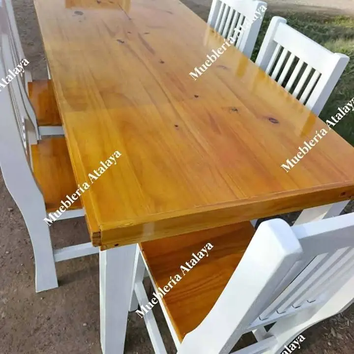 Juego de comedor colores convinados Mesa 1,60 x 0 80 6 sillas hindú curva Envíos a domi