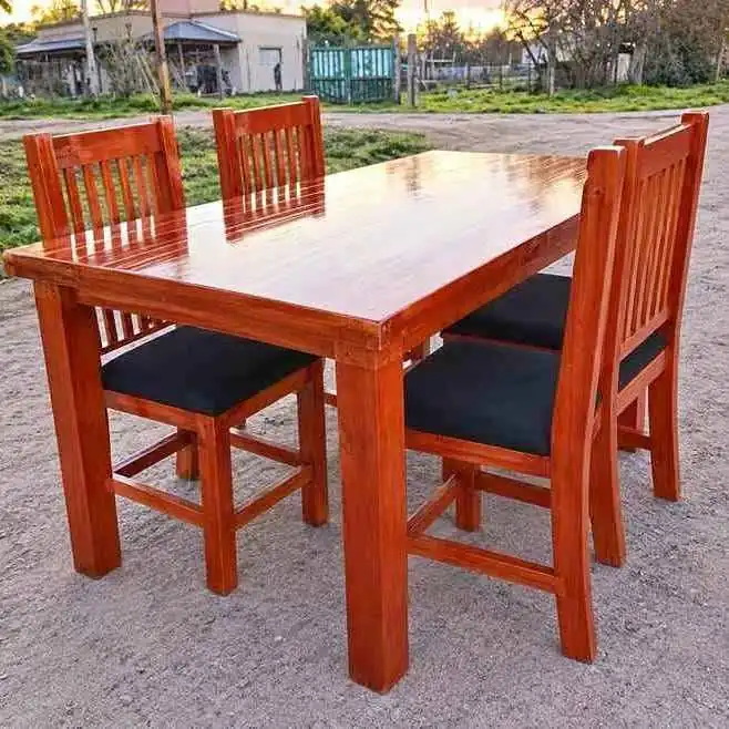 Juego de comedor de pino Mesa 1 40 x 0 80 4 Sillas hindú tapizadas y reforzadas Envíos a domicilio