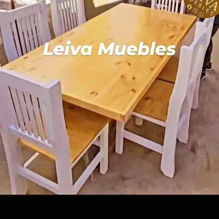 Juego de comedor mesa de sillas reforzadas tapizadas en cuerina pana o chenille p