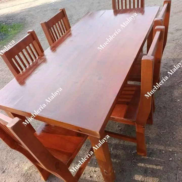 Disponible para entrega inmediata Mesa de pino de 1.60 x 0.80 con 6 sillas reforzadas No pedimos