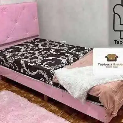 Sommier colchón de goma espuma+ respaldar 1 plaza 1 plaza 1/2 el color que prefieras