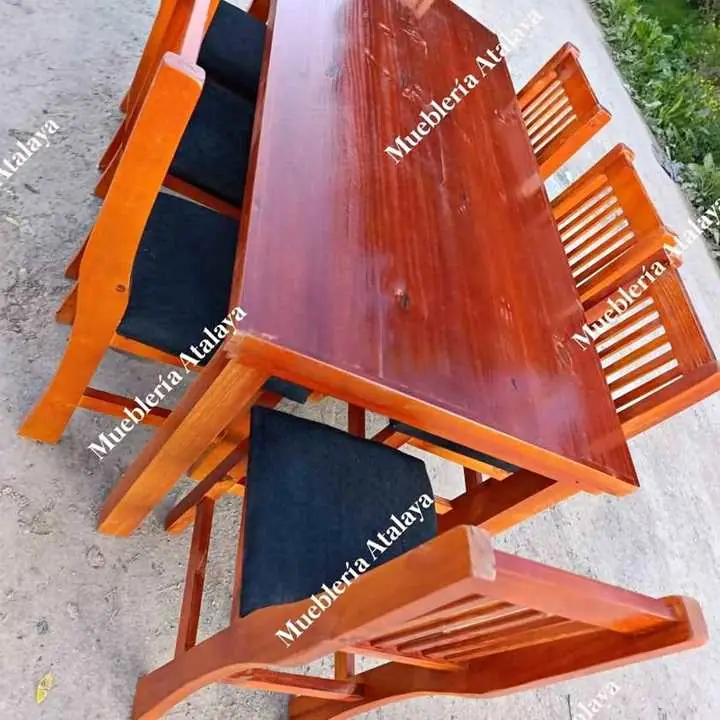 Renova tu espacio Juegos de comedor de pino Mesa 1,80 x 0,80 8 sillas hindú curva reforzadas y