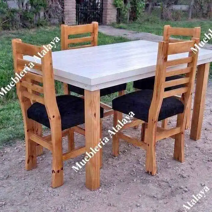 Renova tu espacio Juegos de comedor de pino Mesa 1,80 x 0,80 8 sillas hindú curva reforzadas y
