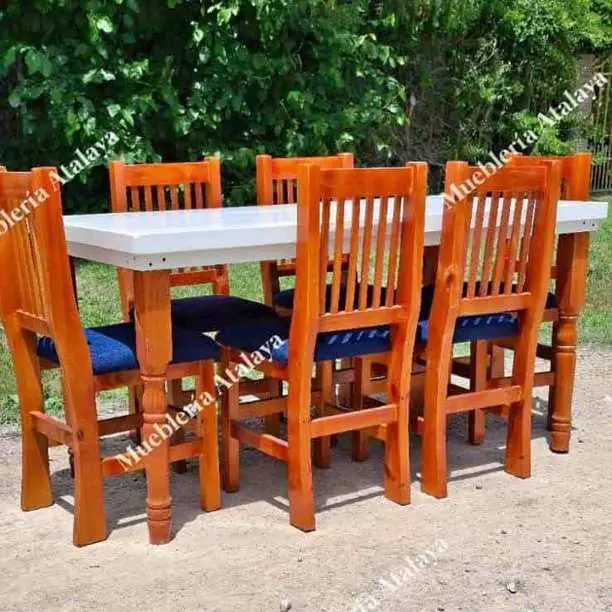 Renova tu espacio Juegos de comedor de pino Mesa 1;60 1.;80 8 sillas hindú curva reforzadas y
