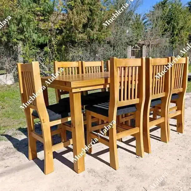 Renova tu espacio Juegos de comedor de pino Mesa 1,60 1.80 8 sillas hindú curva reforzadas y