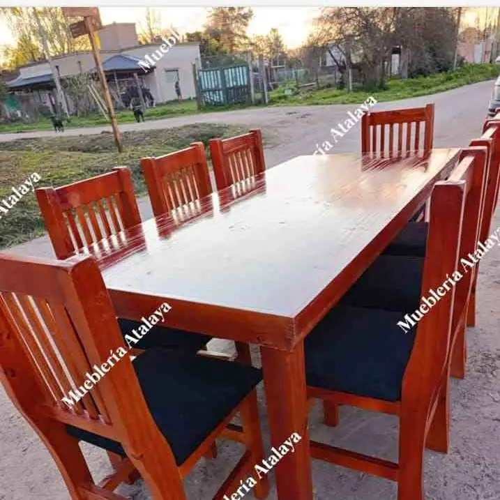 Renova tu espacio Juegos de comedor de pino Mesa 1,80 x 0,80 8 sillas hindú curva reforzadas y