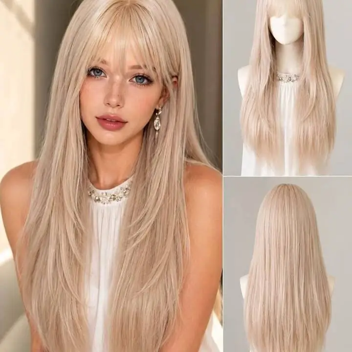 Peluca Lacio Natural 70 cm Platinado + Red