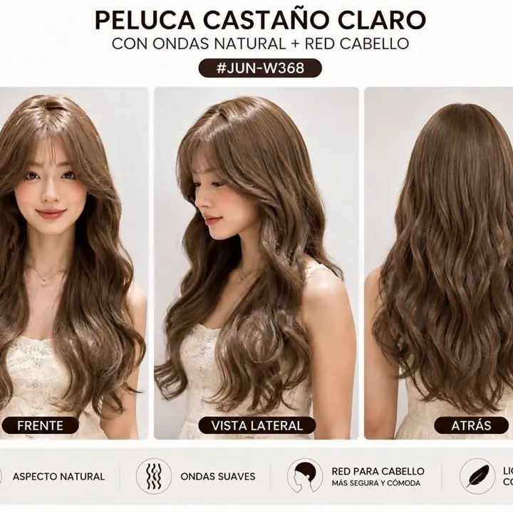 Peluca Ondulado Natural - castaño claro
