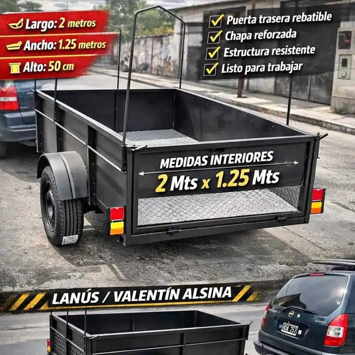 Tráiler de carga nuevo – fuerte y reforzado Ideal para trabajo, mudanzas, cuatriciclos o herra