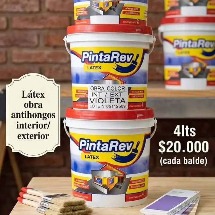 Pintura látex obra $20.000 de color antihongos interior y exterior