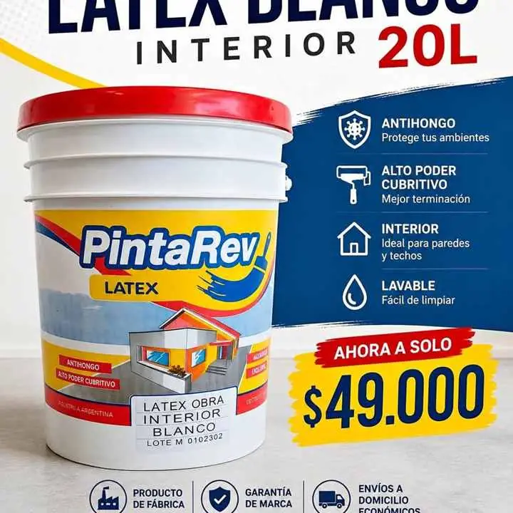 Pintura látex antihongos interior 29mil $49.00 envíos a domicilio