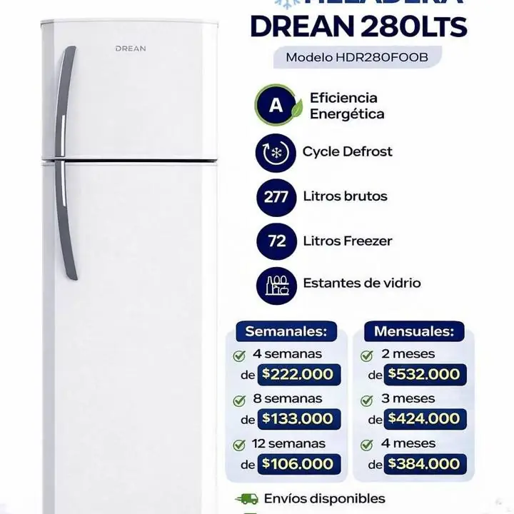 Heladeras nuevas Drean, philco, Colombia y más