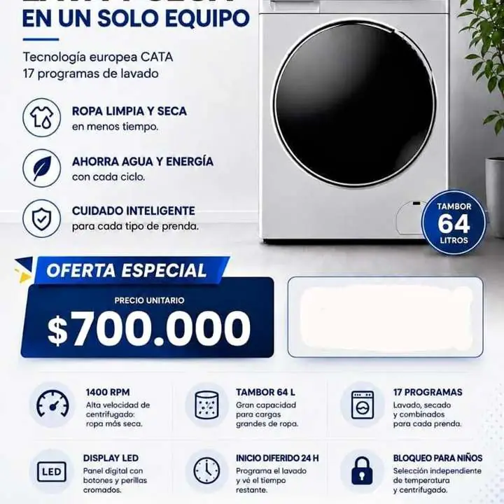 Lavasecarropas cata 10kg nuevo con garantía, se puede sacar a pagar