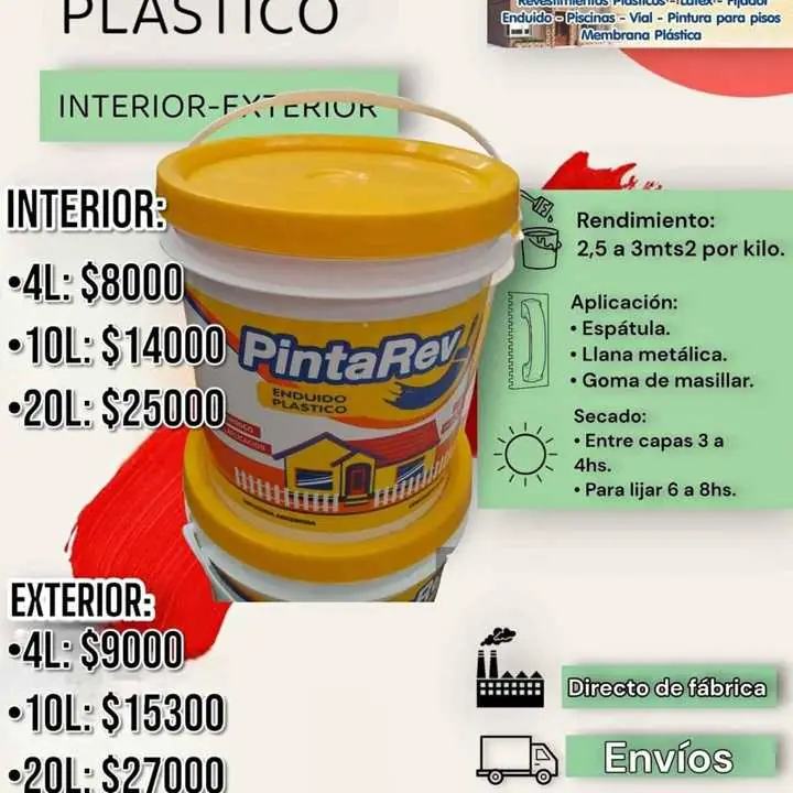 Enduido, membrana, masilla y latex todo de fabrica para tu domicilio envíos en el día