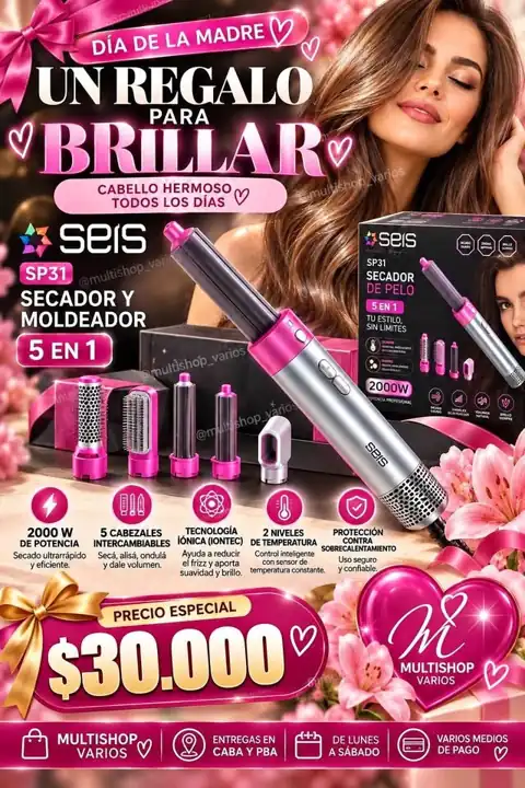 Secador y modelador 5 en 1
