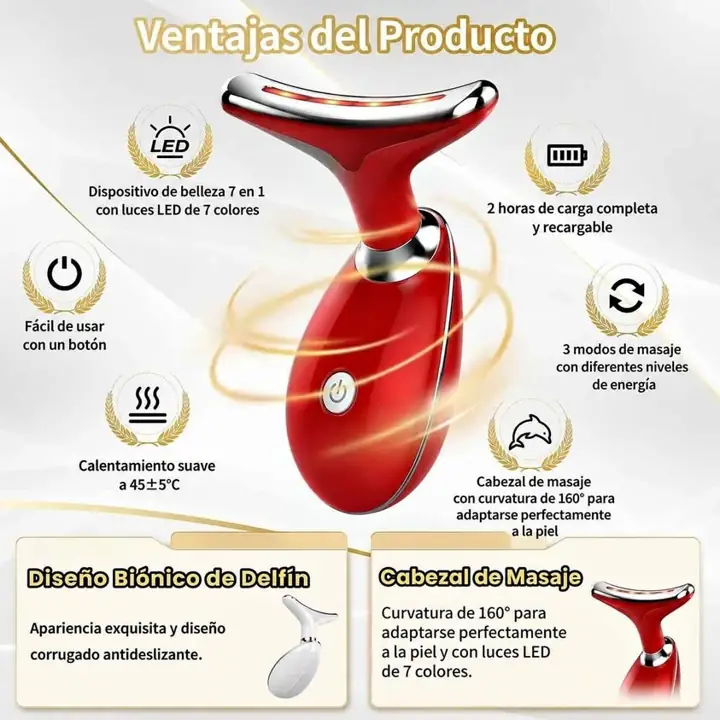 Masajeador facial 7 en 1 con terapia LED