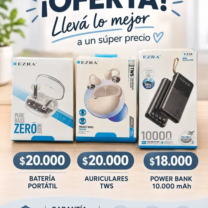 Auriculares Bluetooth y Batería Portatil