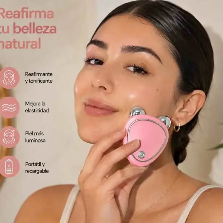 Masajeador facial con microcorriente y vibración
