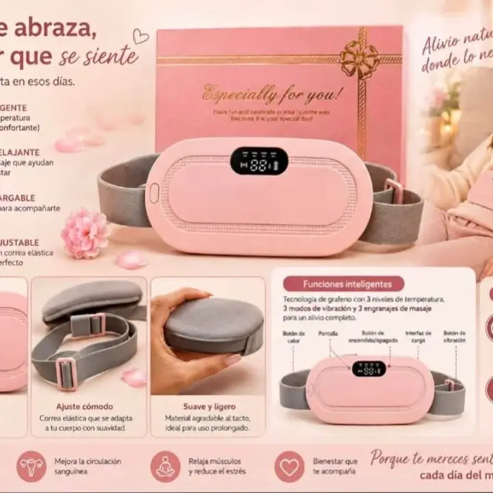 Cinturon Termico Masajeador Abdominal Alivio Menstrual Calor
