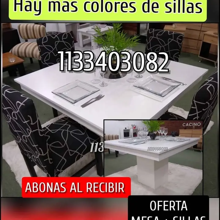 Combo de mesa y sillas abonas al recibir