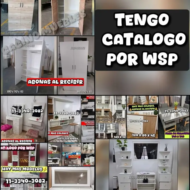 Abonas al recibir vestidores,placard,ropero,mesa,vajillero,maquillador,espejo, zapatero, TV